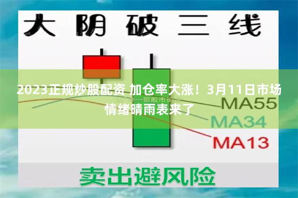 2023正规炒股配资 加仓率大涨！3月11日市场情绪晴雨表来了