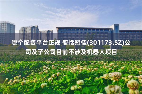 哪个配资平台正规 毓恬冠佳(301173.SZ)公司及子公司目前不涉及机器人项目